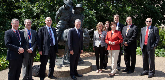 Members of the delegation at the War Memorial